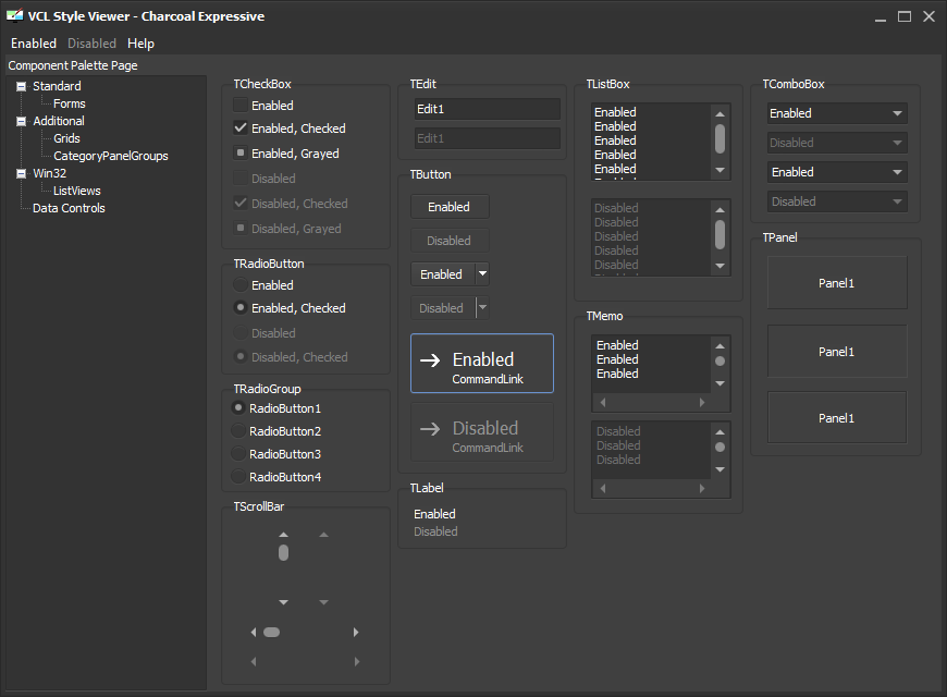 DelphiStyles VCL Style - Charcoal Expressive from DelphiStyles.com