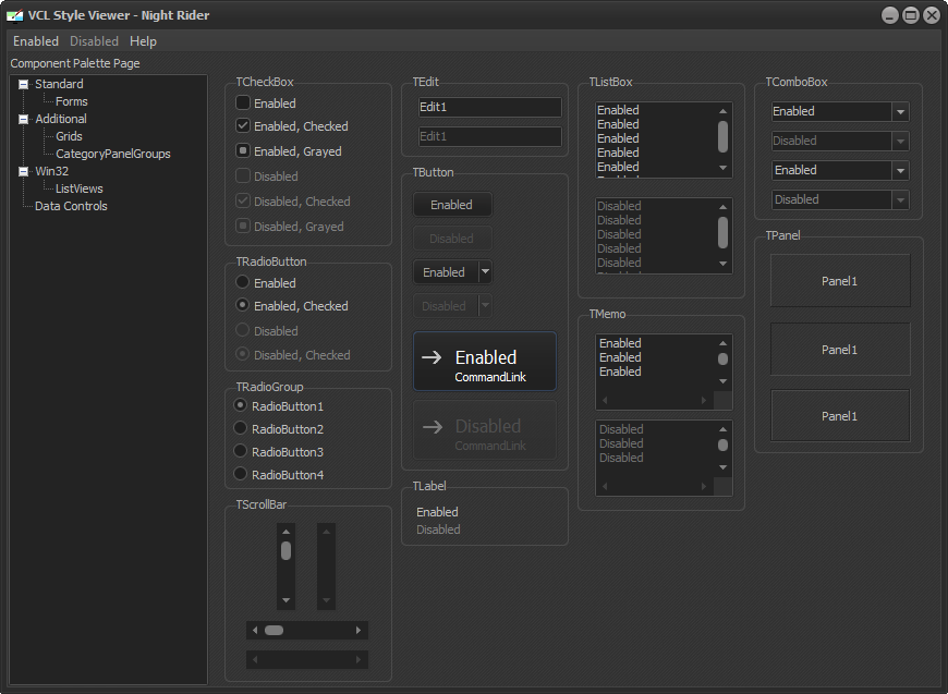 DelphiStyles VCL Style - NightRider from DelphiStyles.com