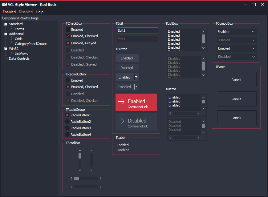 DelphiStyles VCL Style - RedRock from DelphiStyles.com
